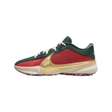 Imagem de Nike Tênis de basquete masculino Zoom Freak 5, Vermelho academia/abeto/roxo/dourado metálico, 41