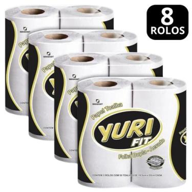 Imagem de Papel Toalha Yuri Fit Folha Dupla-Aerado 8 rolos com 50 Folhas cada