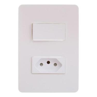 Imagem de Interruptor Simples 10A 4x2 1 Tecla e Tomada Branco Orion Schneider, B