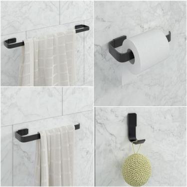 Imagem de Kit De Acessórios Para Banheiro 4 Peças Stander Preto - JGC COMERCIAL
