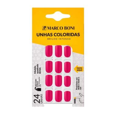 Imagem de Kit 24 Unhas Postiças Modelo Quadrada Sem Cola Marco Boni, Rosa