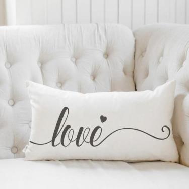 Imagem de Almofada Algodão Retangular Estampada 30x50cm Love - FASTLAR