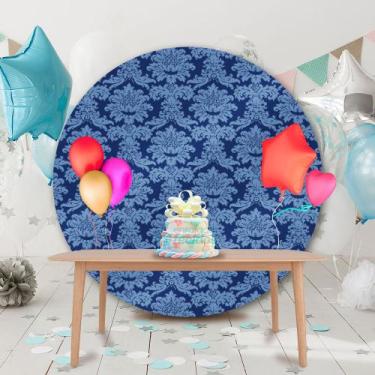 Imagem de Painel Redondo em Jacquard Azul Escuro Medalhão - Jacquard Tradicional