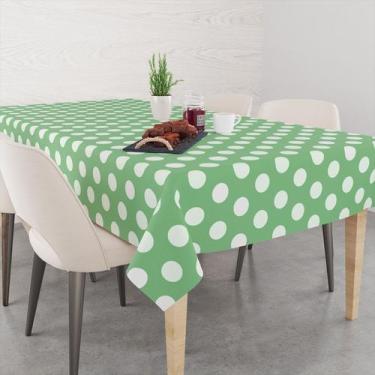 Imagem de Toalha De Mesa Retangular 6 Lugares Tecido Oxford Poá Verde Claro TLS0