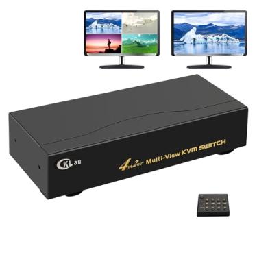 Imagem de CKLau Switch Kvm Multi-View de 4 Portas Hdmi, Switcher Kvm Dividido Hdmi com Cabos, Áudio e 2 Hub Usb 3.0 Suporta Tela Única, Tela Dupla, Modos de Tela Quádrupla, Função de Divisão e Pip, 4K30Hz