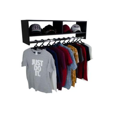 Imagem de Cabideiro Arara de Parede com Nicho de Mdf Organizadores de Roupas Clo