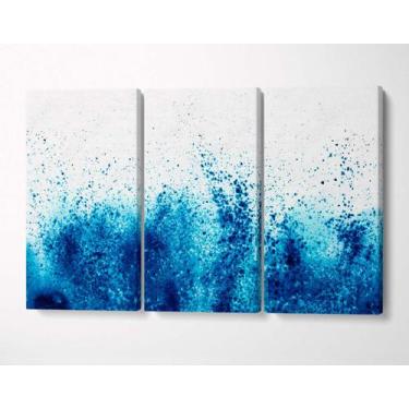 Imagem de 3 Quadros em Tecido Canvas Abstrato Explosão de Azul Arte - LindaCasaP