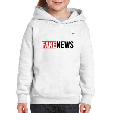 Imagem de Moletom Infantil Fake News - Foca na Moda, Branco, 12