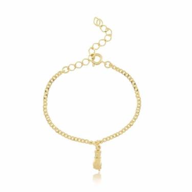 Imagem de Pulseira Infantil Bebê Rn Figa Figuinha Banho Ouro 18k +nf - gabby lux