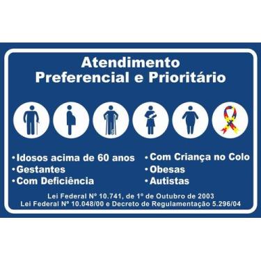 Imagem de PLACA ATENDIMENTO PREFERENCIAL E PRIORITÁRIO 30x20 PS - LAGGE ACESSIBI