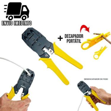 Imagem de Alicate Crimpar Terminal RJ45 RJ11 e RJ12 Decapador Cabo de Rede Crimp