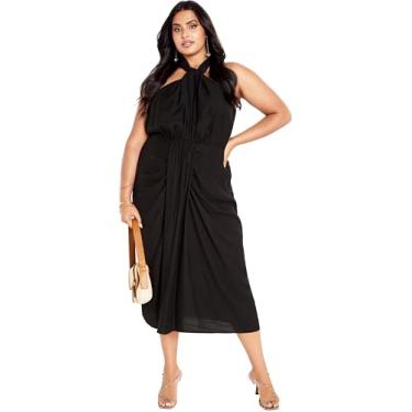 Imagem de City Chic Vestido plus size, Briella frente única torcida maxi vestido, Preto, 58