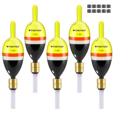 Imagem de THKFISH Boias de pesca boias de pesca para peixe tipo balsa, Walleye, salmão (amarelo - preto, 3,8 cm x 5 peças)