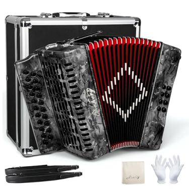 Imagem de Chehery Acordeão de 21 Teclas, 8 Graves, Adulto, Heterofônico Push-Pull, Tom B/C, Cinza