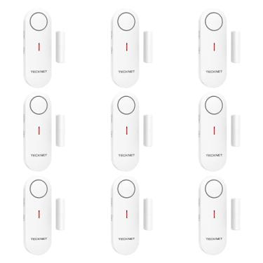 Imagem de TECKNET Alarmes de Porta para Segurança Infantil, Alarme de Janela, Alarme de Piscina, Alarme de Porta para Segurança Residencial, Alarme e Campainha 2 Em 1, Controle de Volume de (, Branco-9Pack)