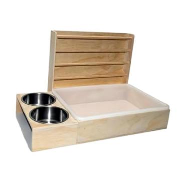 Imagem de Fenteer Alimentador de feno de coelhos de madeira, brinquedo de forrageamento, playground, exercício, treinamento, suprimentos para animais de estimação,