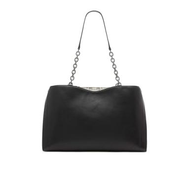 Imagem de Calvin Klein Bolsa feminina Nova – Compartimento triplo, couro vegano, 3 bolsos, Preto/branco, One Size