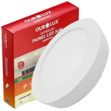 Imagem de Kit 6 Plafon Painel Redondo Sobrepor 36w 40cm Branco Quente 2700K - Ou