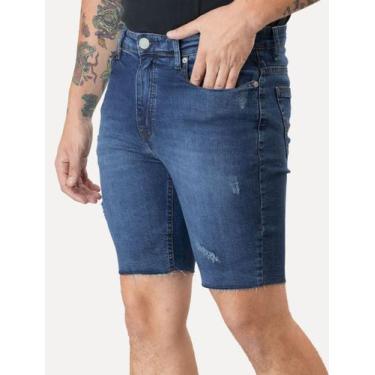 Imagem de Bermuda Guess Jeans Masculina Inter Refile Azul Médio, 42, Azul
