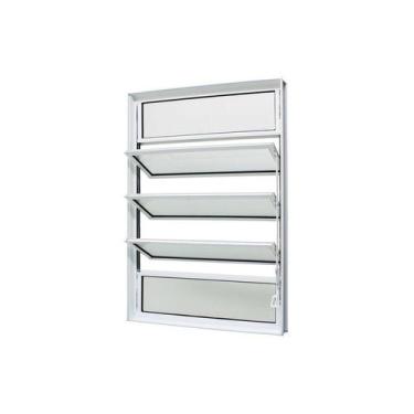 Imagem de Janela Basculante em Alumínio Branco Caribe Max 100x80x6cm 5 folhas Ja