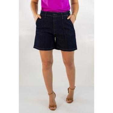 Imagem de Bermuda Jeans Feminino Mom Alta Azul Noite Elastano Anticorpus-Feminino