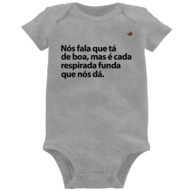 Imagem de Body Bebê É cada respirada funda que nós dá - Foca na Moda, Cinza, GG