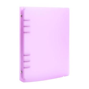 Imagem de A5 Capa de fichário de 6 anéis com fecho de botão de pressão, pastas soltas de folha para caderno de diário protetor de capa de arquivo para páginas planejadoras de 6 orifícios, refil de refil para