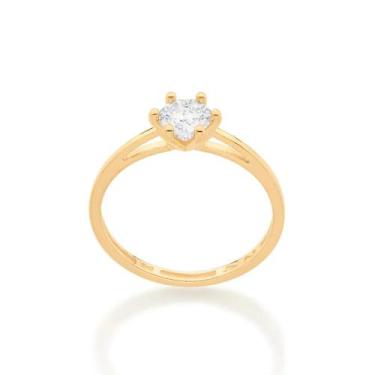 Imagem de Anel Rommanel Solitário Folheado a Ouro 512951, 20, Dourado