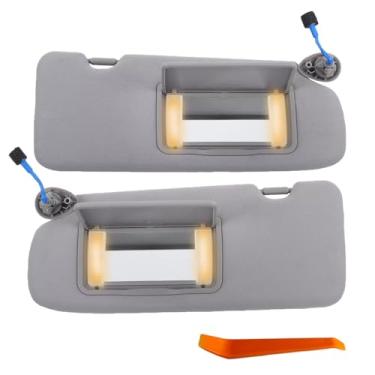 Imagem de YRMST Conjunto de viseira solar dos lados direito e esquerdo com luz espelhada 83280-TLY-H11ZB 83230-TLY-H11ZB compatível com Honda CR-V 2017-2022 83280TLYH11ZB 83230TLYH11ZB (cinza 1 par)