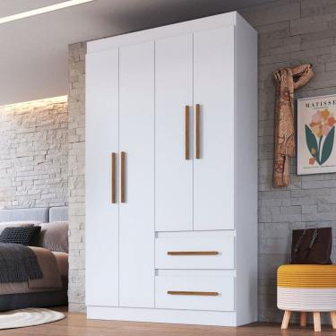 Imagem de Guarda-Roupa Solteiro Palermo 4 Portas 2 Gavetas 100% MDF Branco - Doripel Móveis