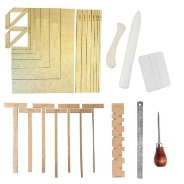 Imagem de Kit Gabarito Cartonagem Fio Cabelo Wireo Esquadro Dobradeira - Levolpe