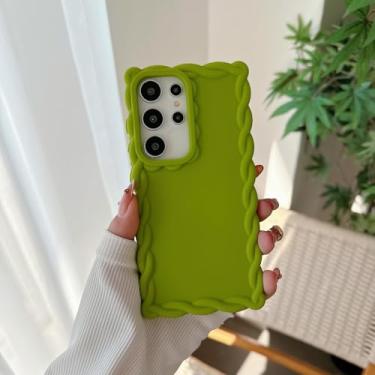 Imagem de HPQWN Capa de celular com bordas onduladas e curvas para Samsung Galaxy A54 5G (para Samsung Galaxy A54 5G / verde escuro)