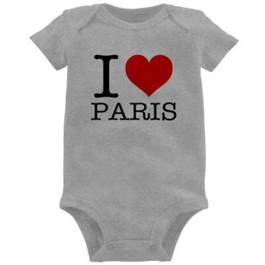 Imagem de Body Bebê I love Paris - Foca na Moda, Cinza, M