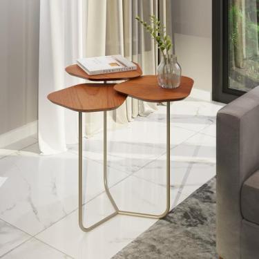 Imagem de Mesa de Apoio Lateral Industrial com 3 tampos 100% MDF Napoli - Sym De