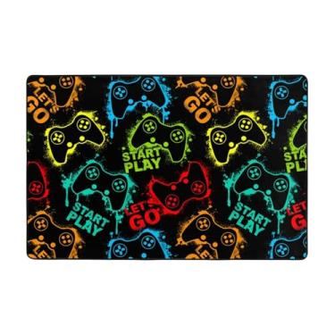 Imagem de Jbofyee Silhuetas coloridas gamesticks tapete de área antiderrapante microfibra macia lavável tapetes internos tapetes para sala de estar, quarto, escritório, dormitório, decoração de casa, tapete 91