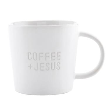 Imagem de Santa Barbara Designs Studio Presente Canecas de café altas em relevo fosco cerâmica ou xícara de chá, 400 ml, café + Jesus