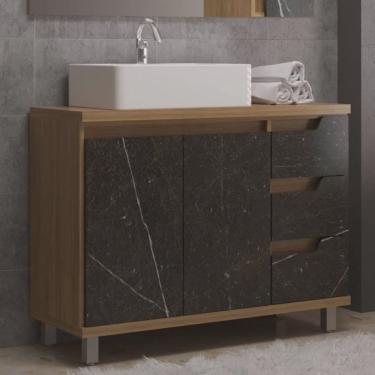 Imagem de Gabinete de Banheiro 02 Portas 03 Gavetas 100cm com Cuba Ref 1000