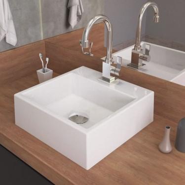 Imagem de Kit 3 Cubas Q355 com Torneira Luxo 1195 Metal Válvula Click 1 Polegada G Sifão Pvc Flexível