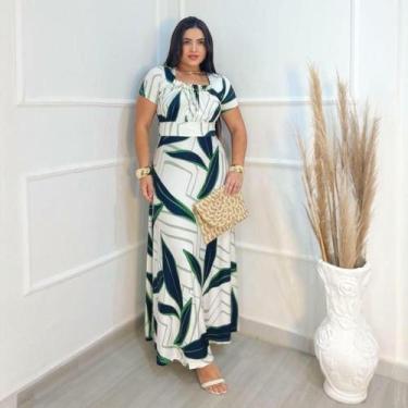 Imagem de Vestido Longo Plus Size Bolinhas Estampado Moda Evangélica Feminina - 