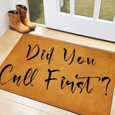 Imagem de GLHFLMAO Did You Call First Tapete de porta Tapete de corredor de porta Capachos internos decoração interna engraçado tapete antiderrapante 76 cm x 45 cm