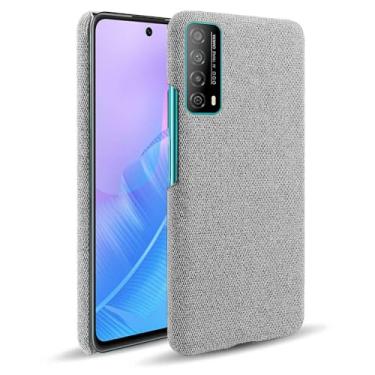 Imagem de Capa para Huawei Y20 SE,Capa desenhada em lona,Case Protetora Ultrafina com Empunhadura Macia,Design em Tecido Antichoque e Antiarranhões-Light gray