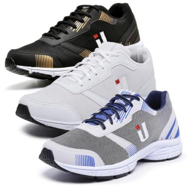 Imagem de Kit Tênis Masculino Caminhada 3 Pares Easy Confortável Combo Academia (Dourado+Branco+Cinza, BR, Adulto, Numérico, 37)