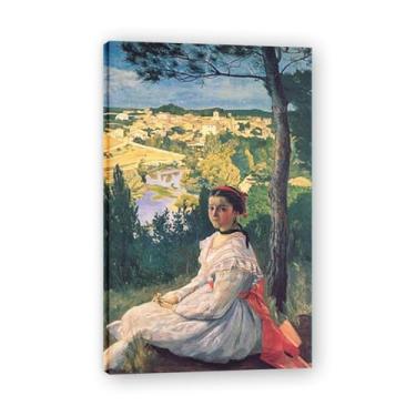Imagem de Vista da vila de Castelnau-Le-Lez por Frederic Bazille famosas pinturas a óleo reprodução em tela impressões de arte em tela arte de parede para decoração moderna de sala de estar de família 130 x 80
