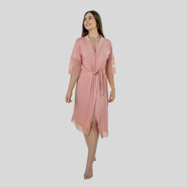 Imagem de Robe noiva feminino roupão de renda luxo hobe - ALTIE, Romance, P