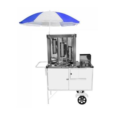 Imagem de Carrinho de Churrasco Grego com Guarda Sol e Rodas Maciças Cefaz