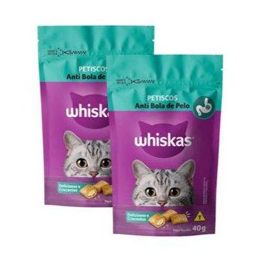 Imagem de Kit petiscos whiskas temptations anti bola de pelo 40gr, 02un de 40g