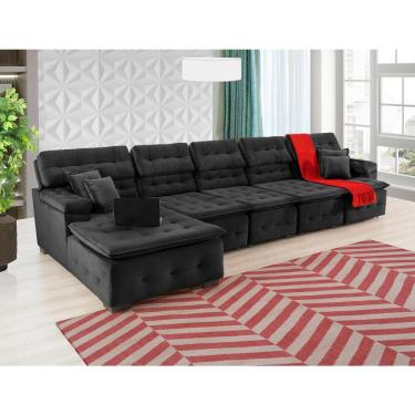 Imagem de Sofá Retrátil e Chaise Orlando 420x170 Preto