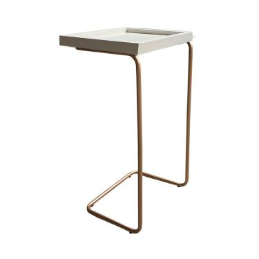 Imagem de Mesa De Apoio Lateral Para Sofá Ou Cama Branca Cobre
