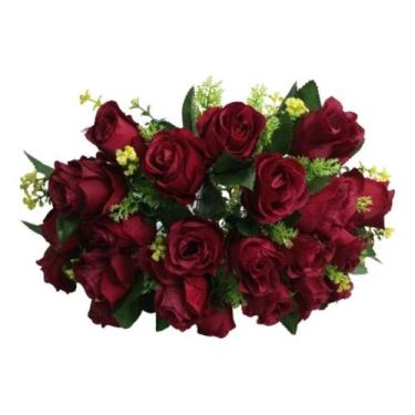 Imagem de Buquê Com 24 Rosas Artificiais Grande 40cm Flores Arranjo - Mega Varie
