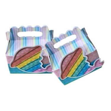 Imagem de 10 Caixa Maletinha Kit Festa Pop It, Fidget Toy - Rosa - Kibunitinho